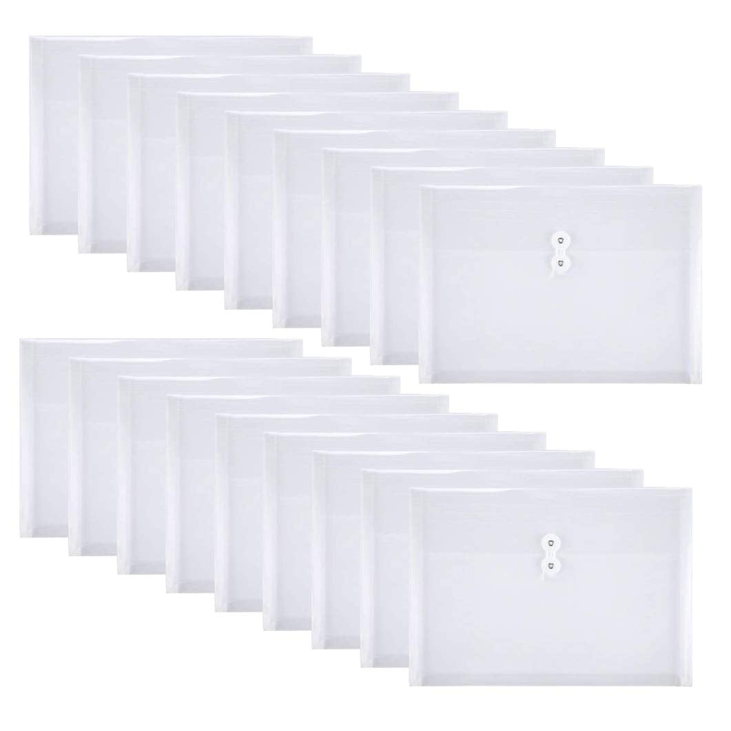 Primatch 18 Packs Legal Size Plastic Filing Envelopes Clear File Folders With String Closure For Office School Or Home