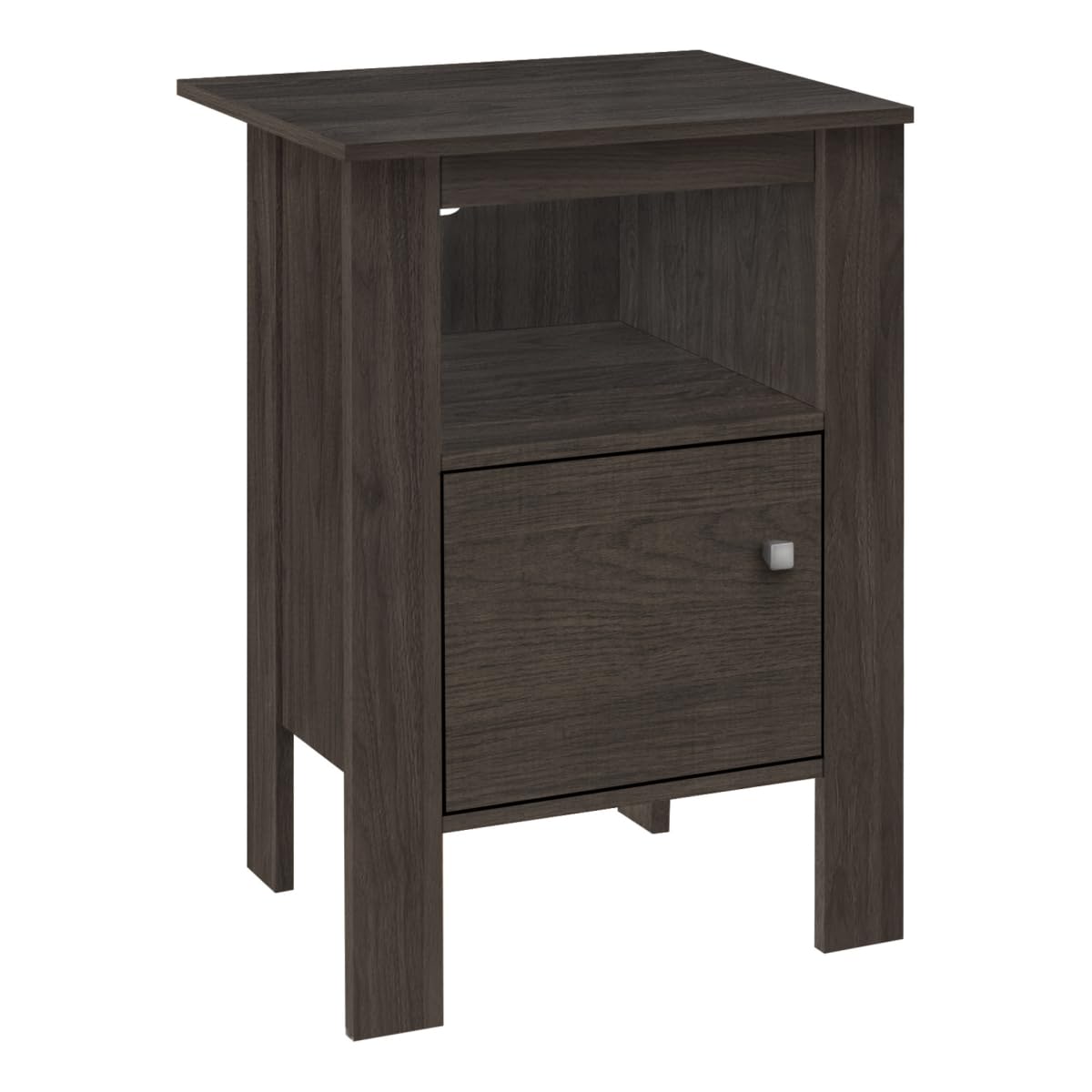 HomeRoots 489711 24 in. Manufactured Wood Nightstand with Cabinet Storage Brown