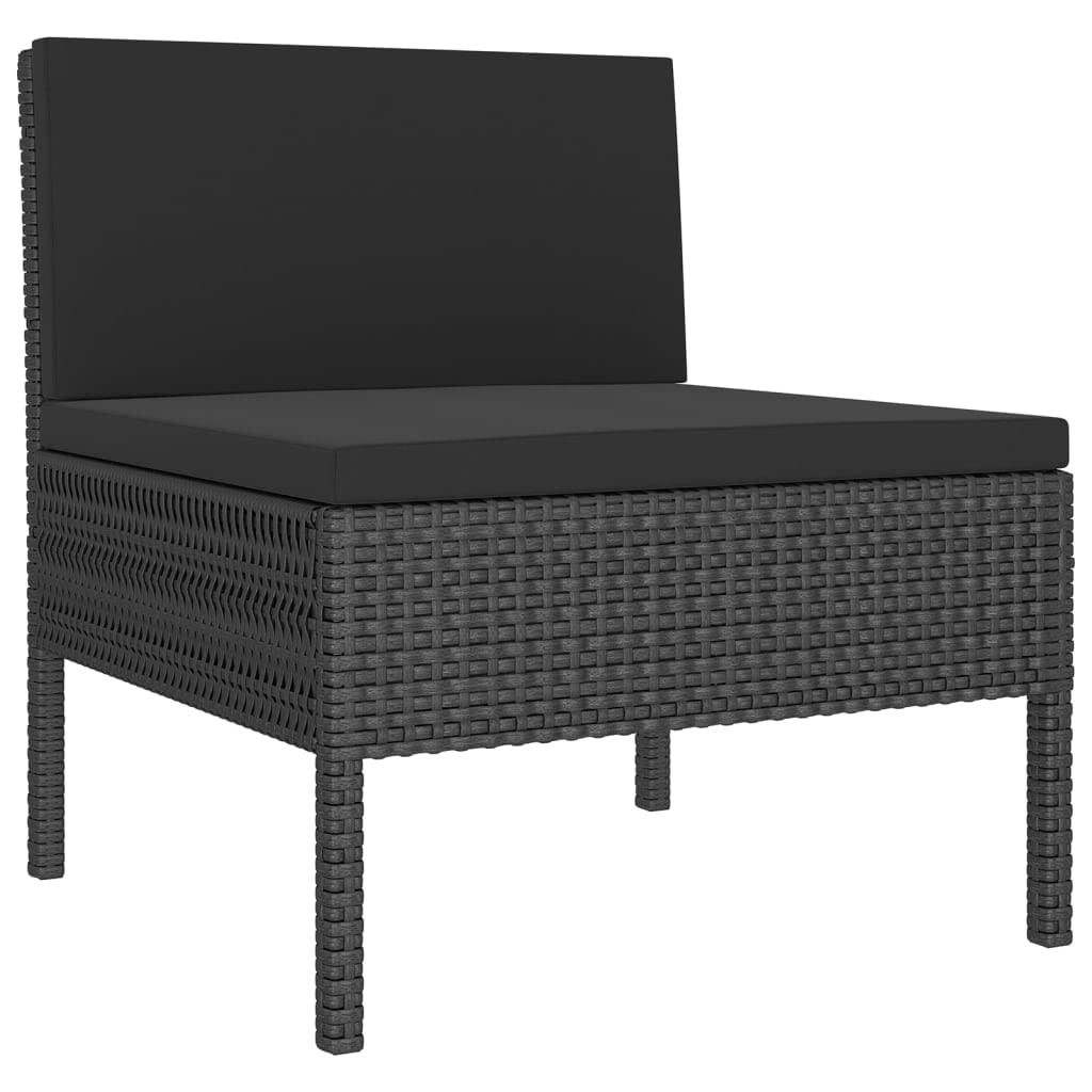 vidaXL Black Patio Lounge Set - 12 Piece Modular Outdoor Furniture with Cushions - Rattan Garden Sofa Set - Weather-Resistant Poly Rattan - Powder Coated Steel Frame