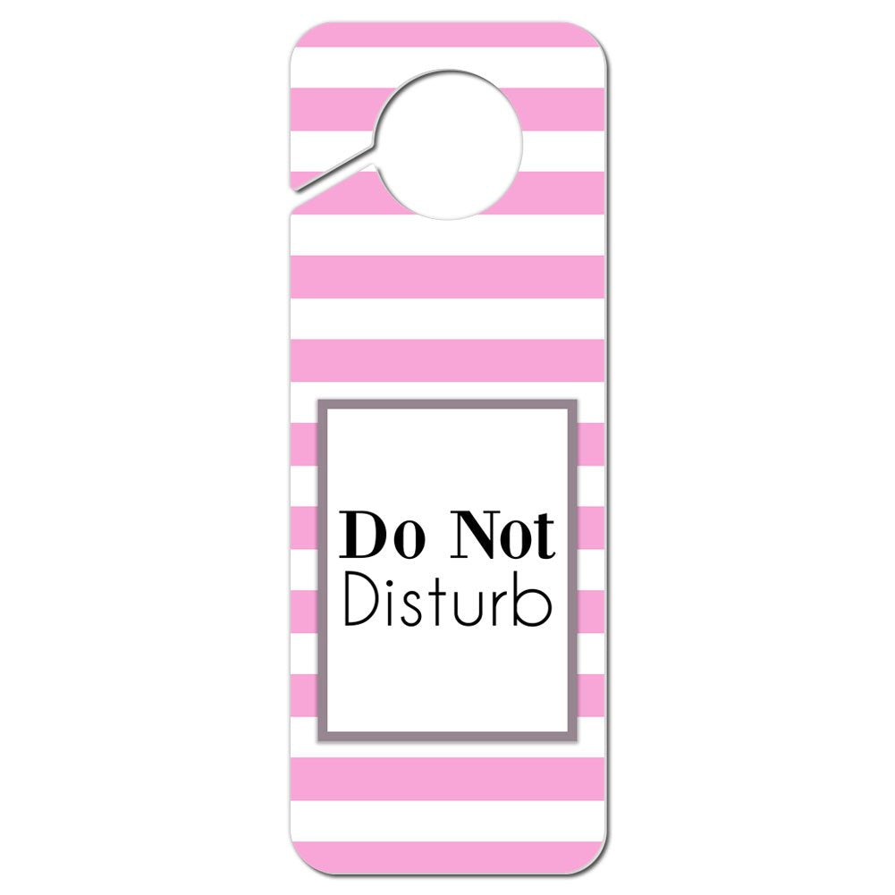 GRAPHICS & MORE Do Not Disturb Striped Pink and White Plastic Door Knob Hanger Sign