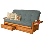 Kodiak Furniture Phoenix Queen Butternut Wood Storage Futon- Aqua Blue Mattress