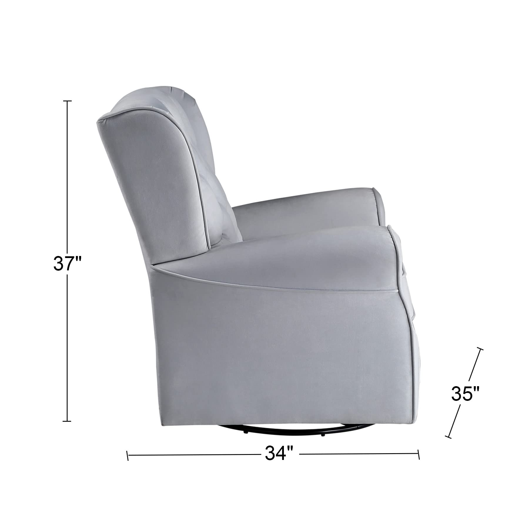 ACME Swivel Chair with Button Tufted in Gray