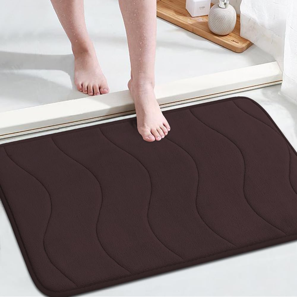 Flamingo P Memory Foam Bath Mat Rug, Bath Mats for Bathroom Extra Absorbent Bathroom Rugs Non Slip Bath Rug Washable Bath Rug Ca