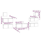 vidaXL TV Stand Set 7 Piece, Wall Mounted Entertainment Center, TV Stand Console with Storage, Modern Style, White Engineered Wood