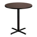 National Public Seating NPS 36 Round Cafe Table with X Base, 36 Height, Particleboard Core/T-Mold, Mahogany Top, Black Frame
