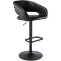 Vogue Furniture Direct Adjustable Bar Stool With Hollow Back And Arms, Modern Pu Leather Swivel Barstool, Airlift Counter Height Bar Chair For Kitchen Dining Room (Black, Balck Base)