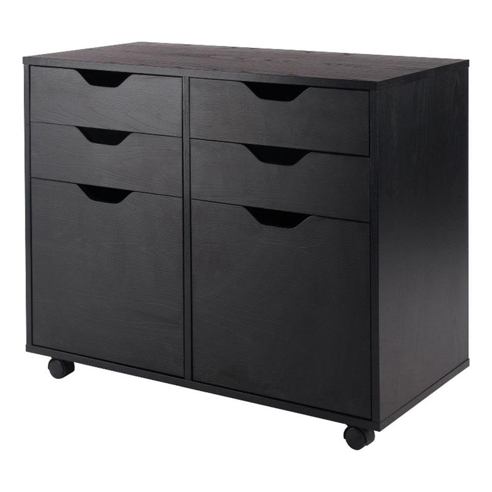 Winsome Halifax Storage Mobile Cabinets, 2 Doors, 4 Drawers, for Home Office, Black