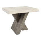 Kosas Home Durant Transitional Wood End Table in Antique White/Corsican Gray