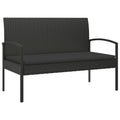 vidaXL Modern Black Patio Bench with Removable Cushion in Sturdy Poly Rattan and Powder-Coated Steel Frame - Ideal for Outdoor L