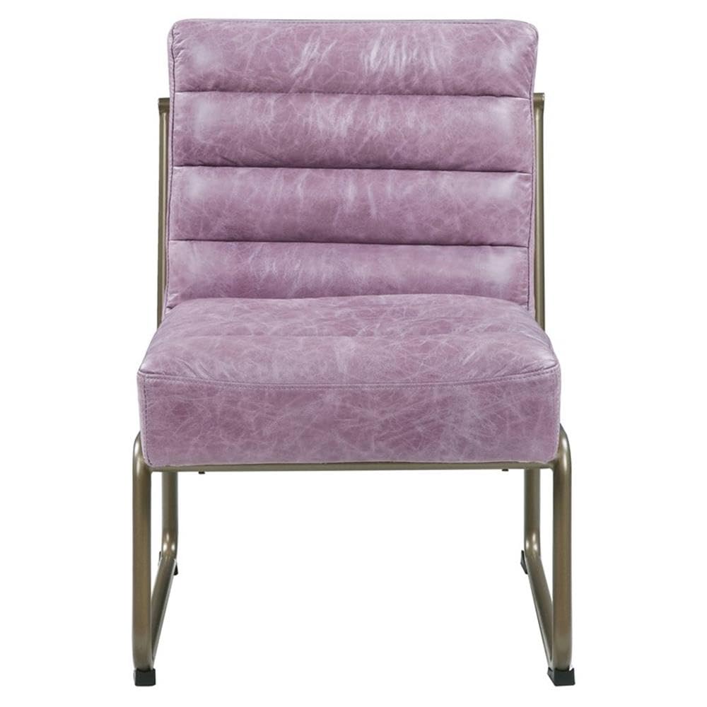 Acme Loria Tufted Upholstery Accent Chair in Wisteria Top Grain Leather