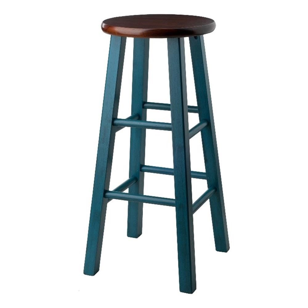 Winsome Wood Ivy Bar Stool, Rustic Teal And Walnut, 29&quot;