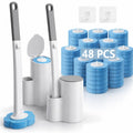 Divine Source 2 Pack Disposable Toilet Brush with Holder, 48 Refills