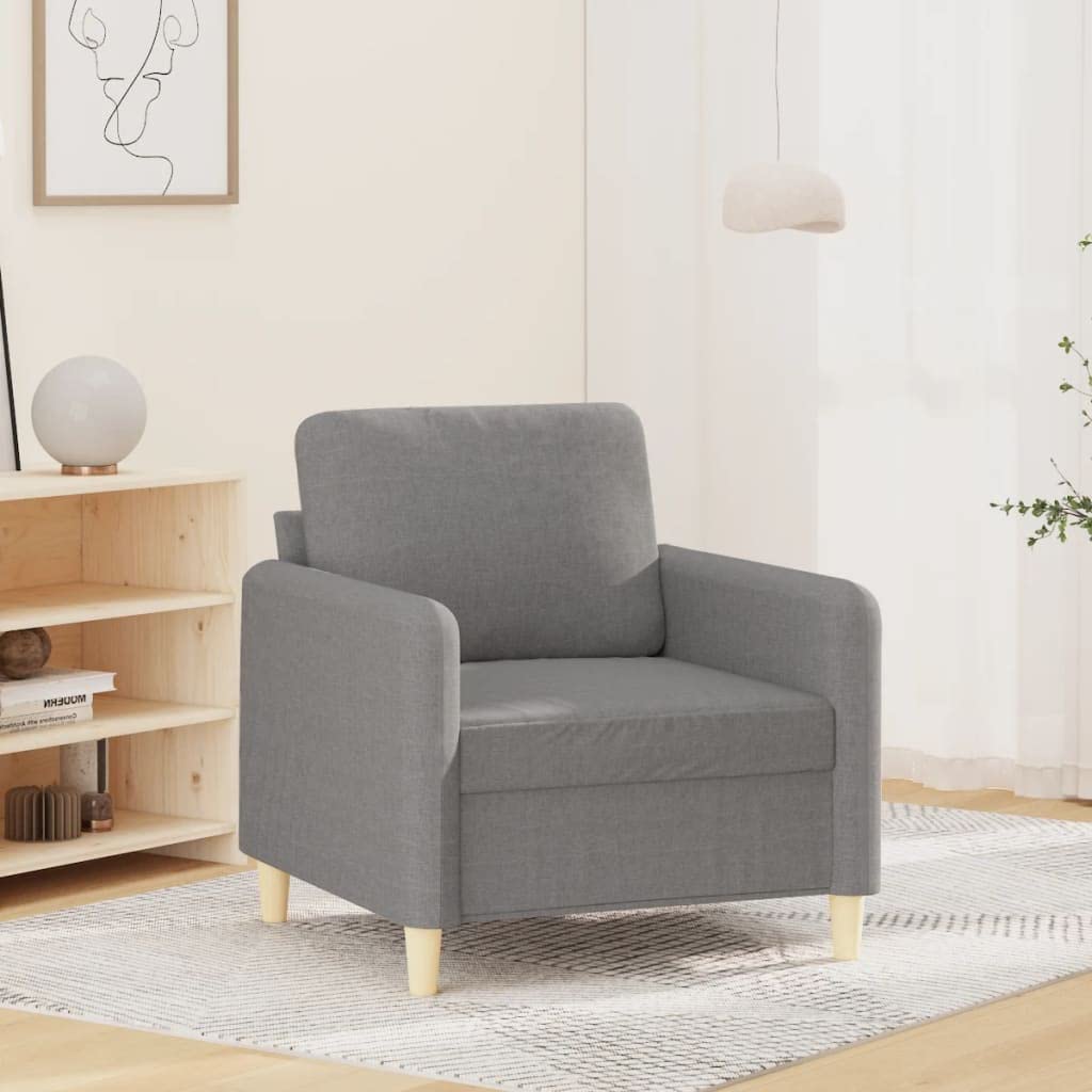 vidaXL Light Gray Sofa Chair - Durable Fabric | Sturdy Plywood & Metal Frame | Comfortable Seating with Thick Padded Cushions | Modern Design | Easy Assembly