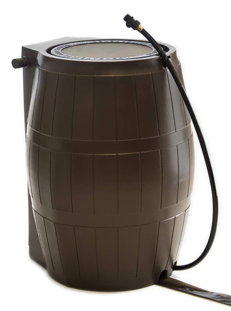Fcmp Outdoor Rc4000-Brn 50-Gallon Bpa Free Flat Back Home Rain Catcher Water Storage Collection Barrel For Watering Outdoor Plan