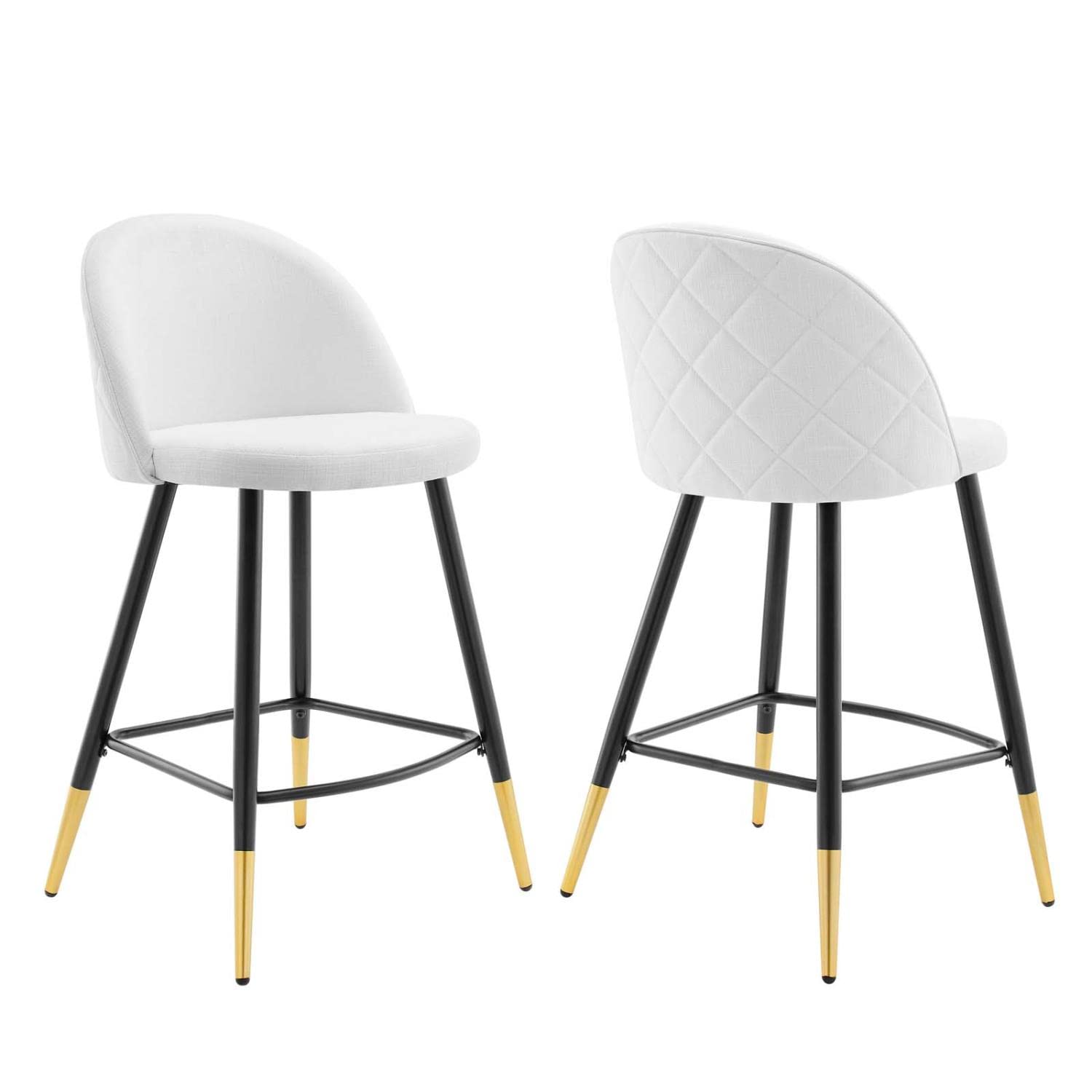 Modway Cordial Fabric Upholstered Dining Counter Stools in White - Set of 2