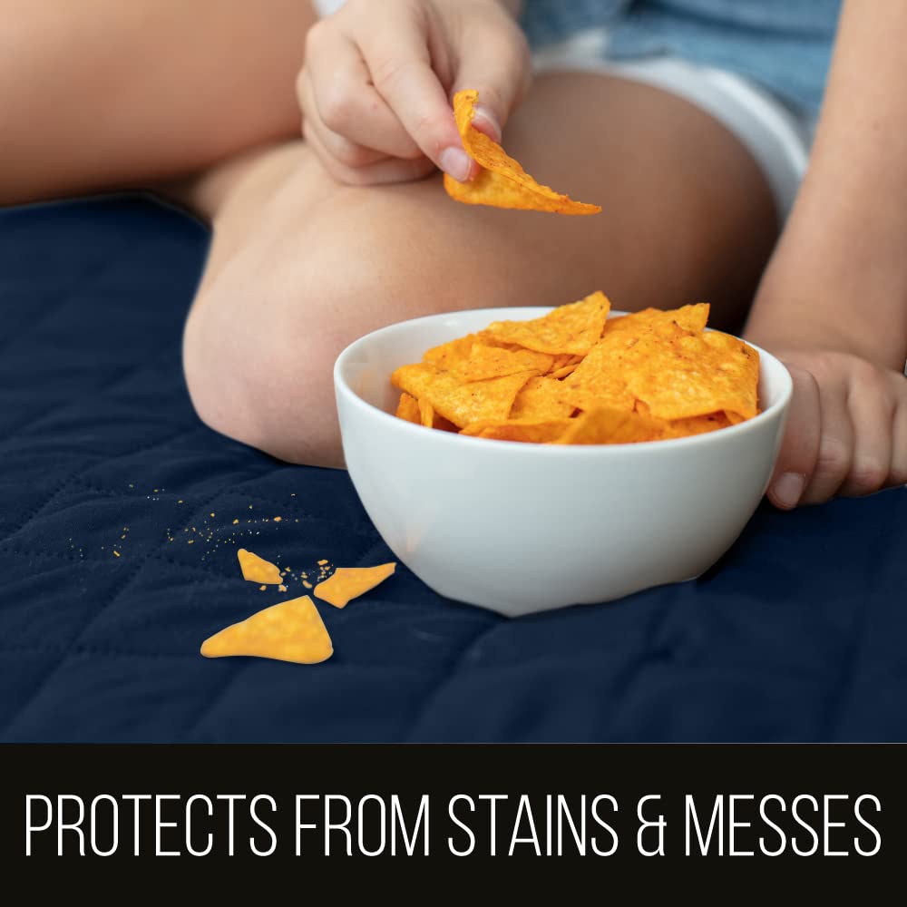 Sofa Shield Patented Chair Slipcover, Reversible Tear Resistant Soft Quilted Microfiber, 48” Seat Width, Durable Furniture Stain Protector With Straps, Washable Cover For Dogs, Kids, Navy Sand