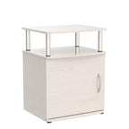 Furinno Jaya End Side Sofa Table/Nightstand with Door, 2-Pack, White Oak/Stainless Steel Tubes