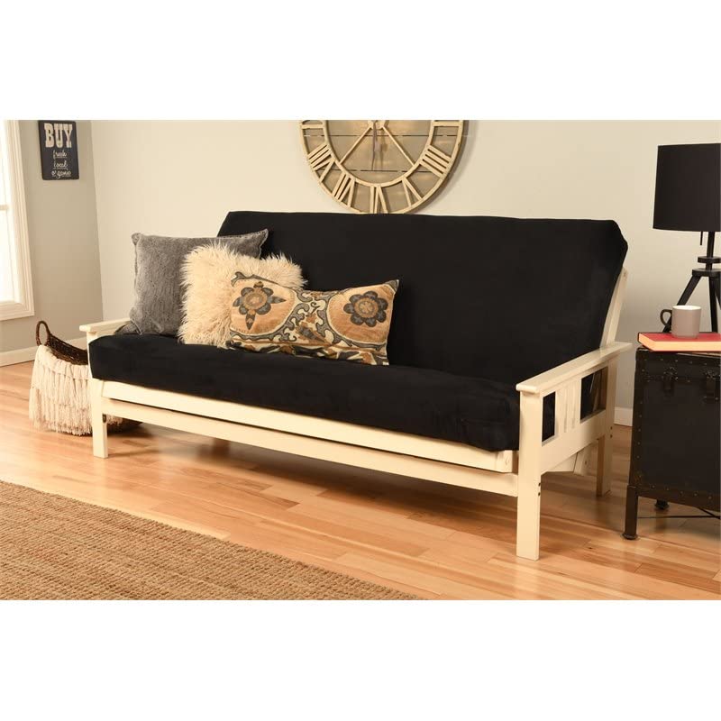 Kodiak Furniture Monterey Antique White Sofa with Suede Black Mattress