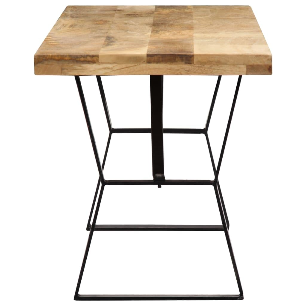 vidaXL Industrial-Style Dining Table- Solid Mango Wood- Powder-Coated Iron Legs- Stable, Durable, Unique Grain- 47.2&quot;x23.6&quot;x29.9&quot;