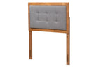 Baxton Studio Sarine Mid-Century Modern Dark Grey Fabric Upholstered and Walnut Brown Finished Wood Twin Size Headboard