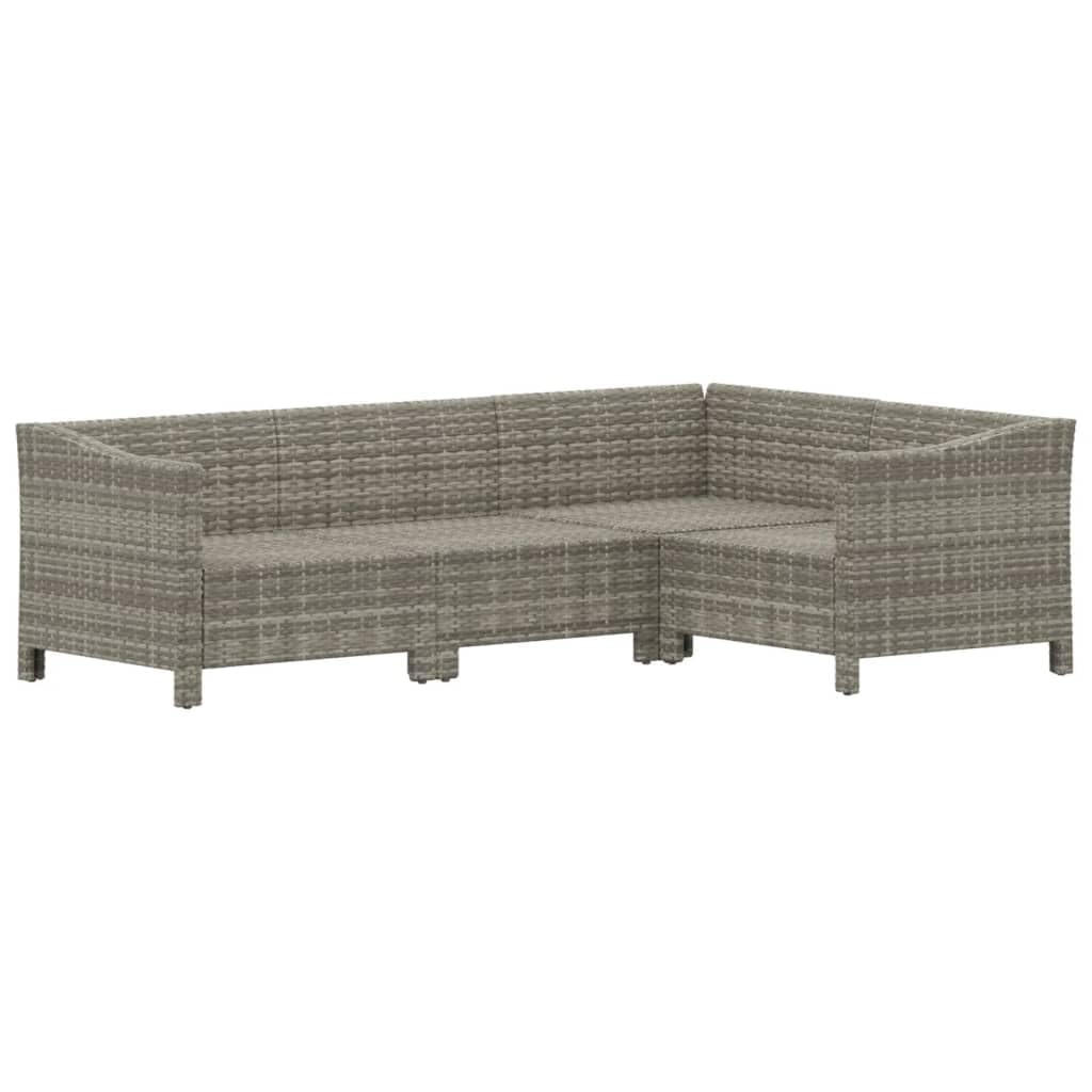 vidaXL Modern Patio Lounge Set - 4 Piece Outdoor Furniture Set with Gray Poly Rattan, Stable Steel Frame, and Comfortable Cushions
