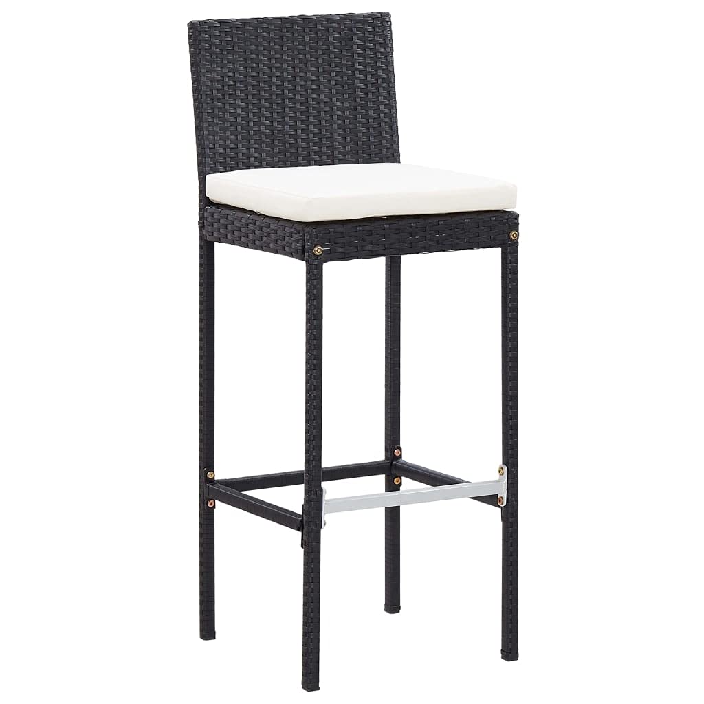 vidaXL 5-Piece Patio Bar Set- Poly Rattan and Acacia Wood Construction, Black - Complete Outdoor Entertainment with Vintage-Styled Table, Elegant Chairs, Cushioned Seats