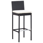 vidaXL 5-Piece Patio Bar Set- Poly Rattan and Acacia Wood Construction, Black - Complete Outdoor Entertainment with Vintage-Styled Table, Elegant Chairs, Cushioned Seats