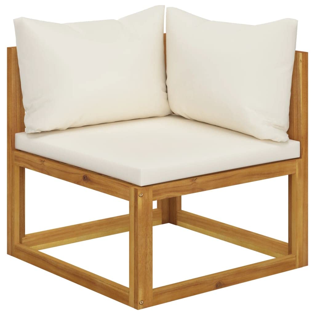 vidaXL Patio Lounge Set, 4-Piece with Cream Cushions - Solid Acacia Wood - Weather Resistant - with Coffee Table - Modifiable Layout