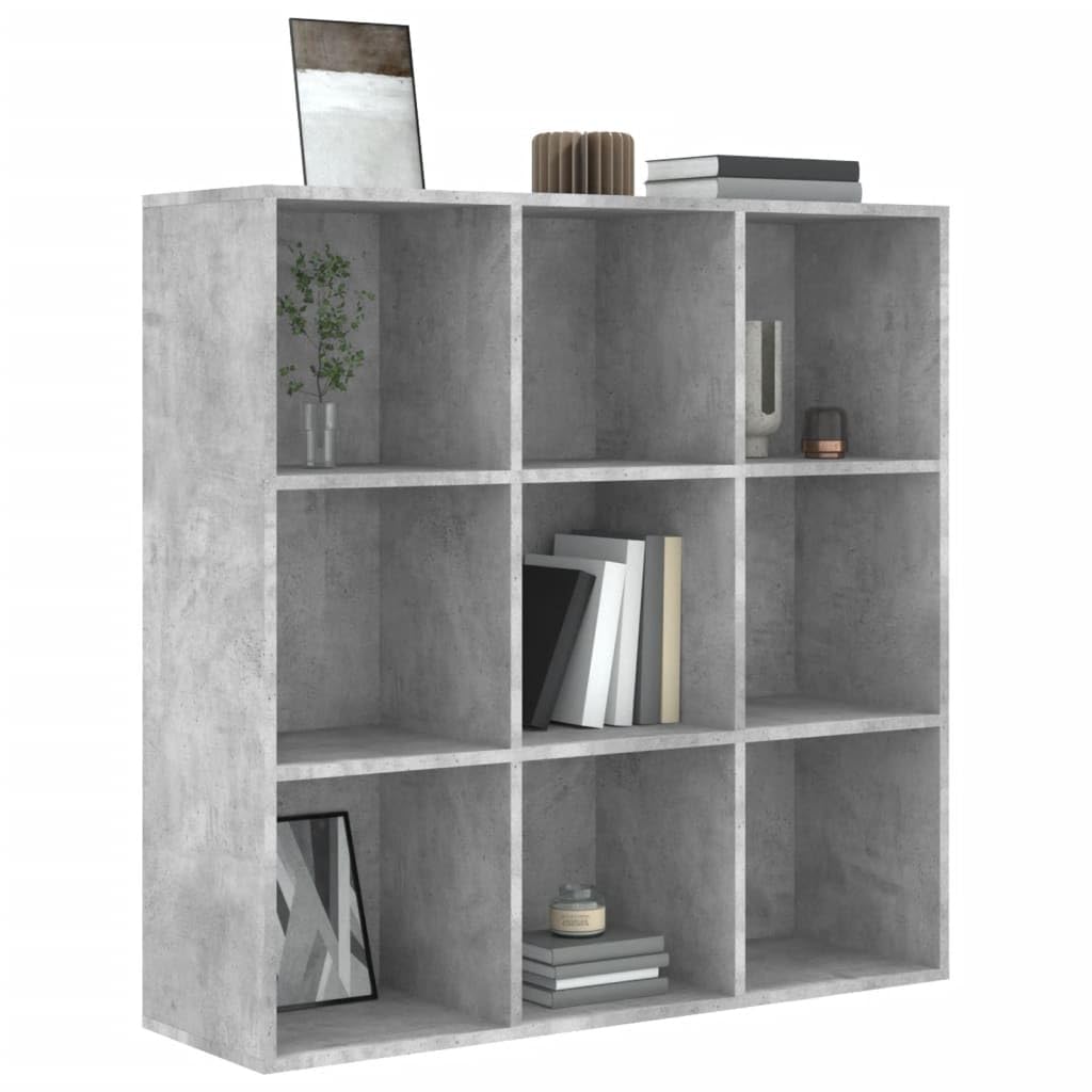 vidaXL Bookcase, Book Cabinet Open Shelf Bookcase, Wall Bookshelf for Office Living Room, Shelving Unit, Scandinavian, Concrete Gray Engineered Wood