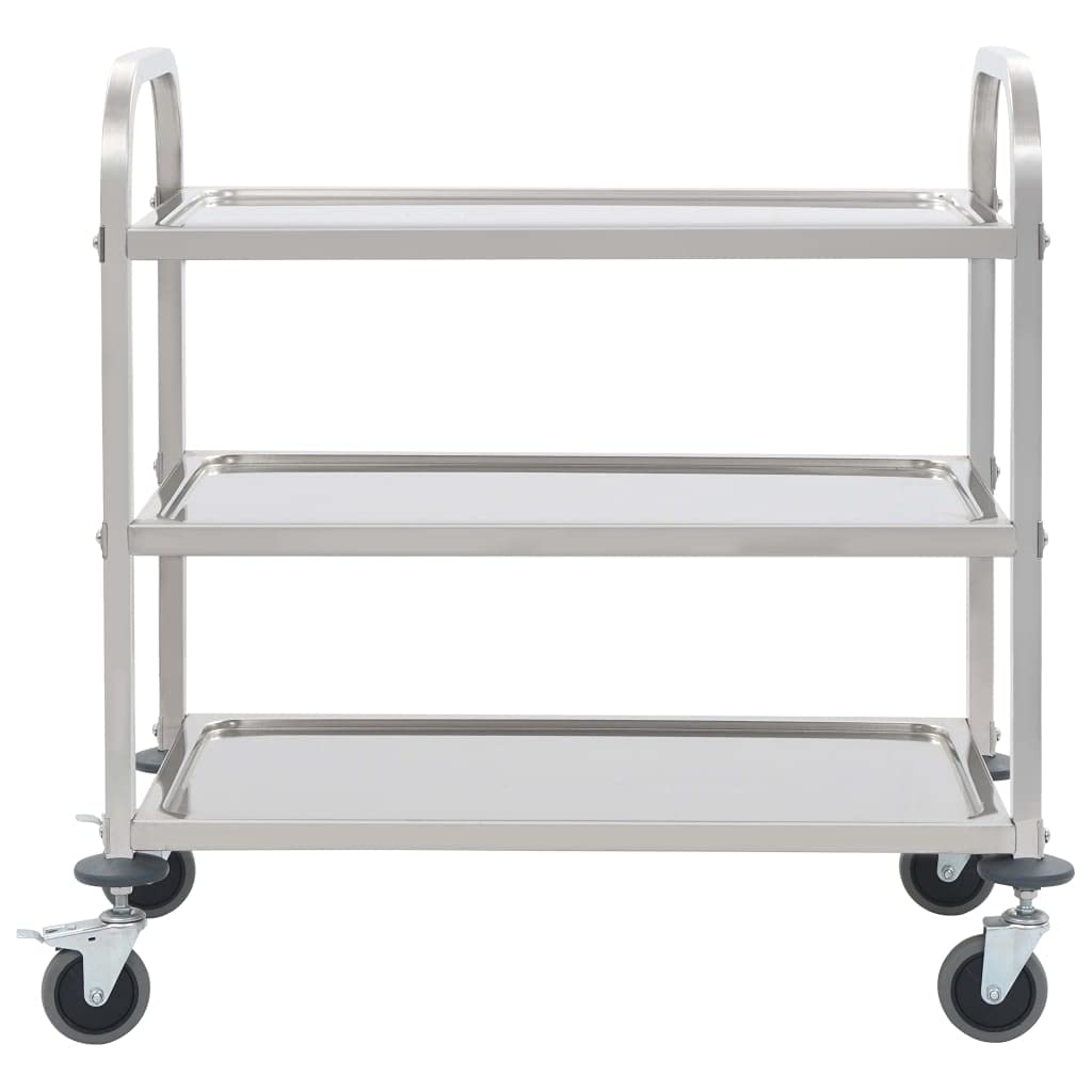 3-Tier Kitchen Trolley 38&quot;x21.7&quot;x35.4&quot; Stainless Steel
