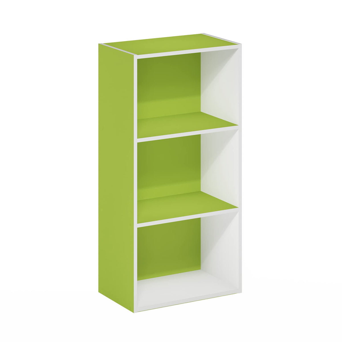 Furinno Luder 3-Tier Open Shelf Bookcase, Green/White