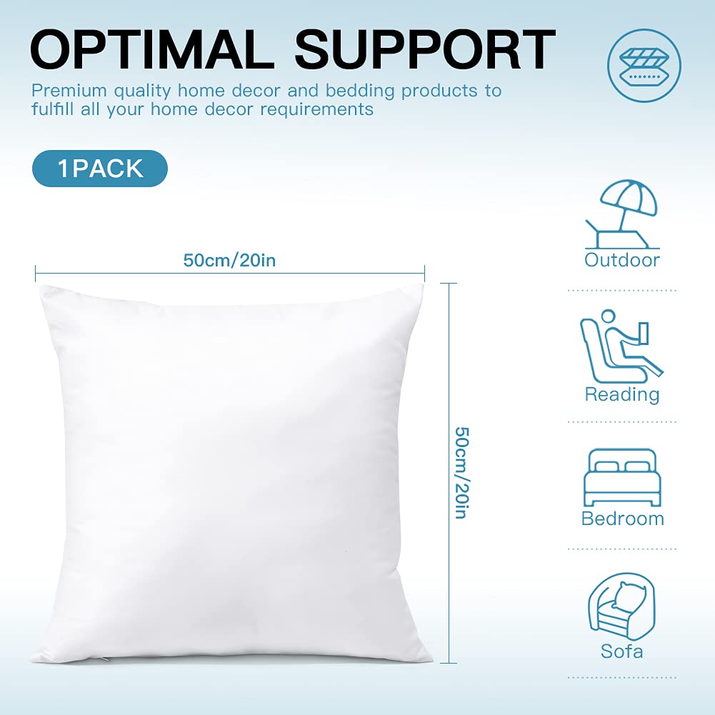 Otostar Waterproof Throw Pillow Insert Water Resistant Outdoor Pillow Insert 20X20 Inch Premium Pillow Stuffer Sham Square Decor