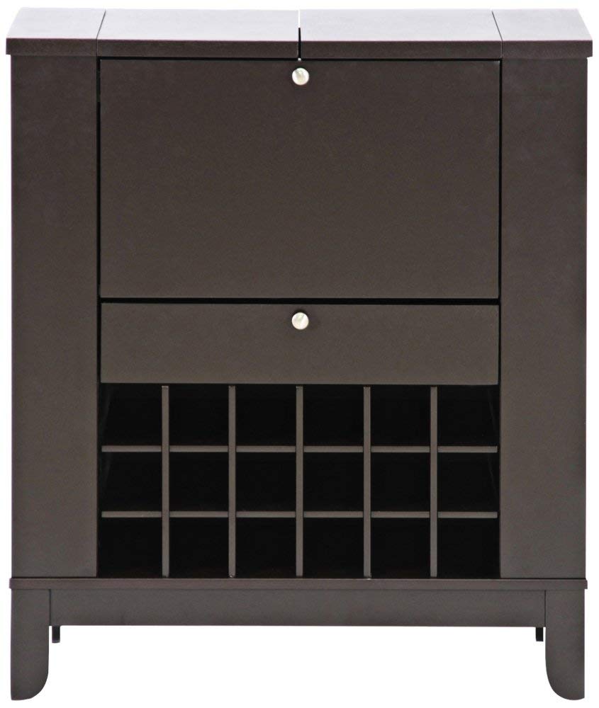 Baxton Studio Modesto Brown Modern Dry Bar and Wine Cabinet, Medium, Dark brown