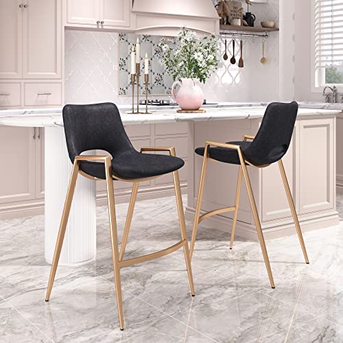 Zuo Desi Counter Stool Black & Gold