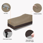 Easy-Going Waterproof Outdoor Chaise Lounge Cover, Heavy Duty Patio Lounge Chair Cover, Windproof Outdoor Furniture Cover With Air Vent (1 Pack-78Wx35.5Dx33H Inch, Camel/Dark Brown)
