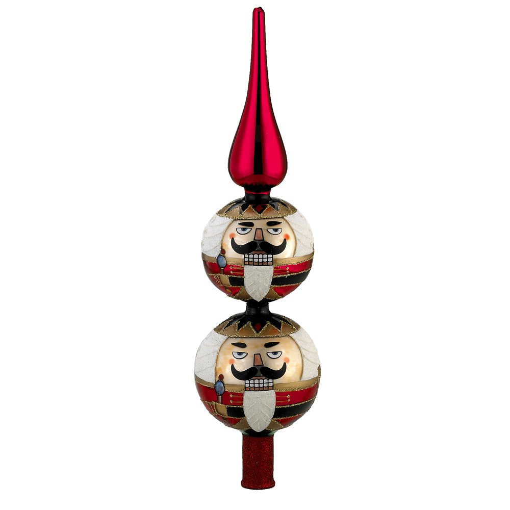 Kurt Adler Glass Nutcracker Treetop, 13-Inch