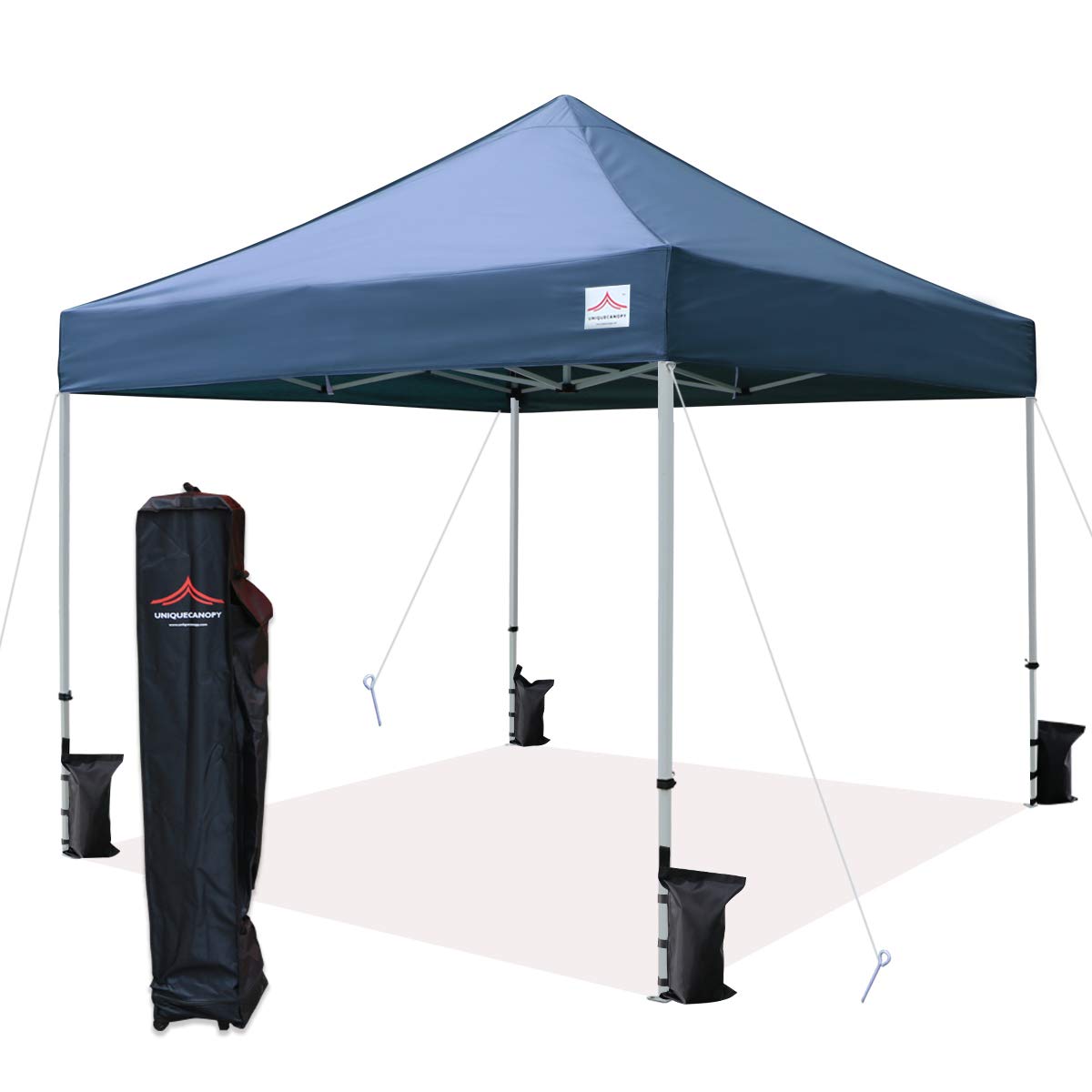 Uniquecanopy 10'X10' Ez Pop Up Canopy Tent Commercial Instant Shelter With Heavy Duty Roller Bag, 4 Canopy Sand Bags, 10X10 Ft N