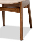 Baxton Studio Katya Mid-Century Modern Sand Fabric Upholstered and Walnut Brown Finished Wood 2-Piece Dining Chair Set