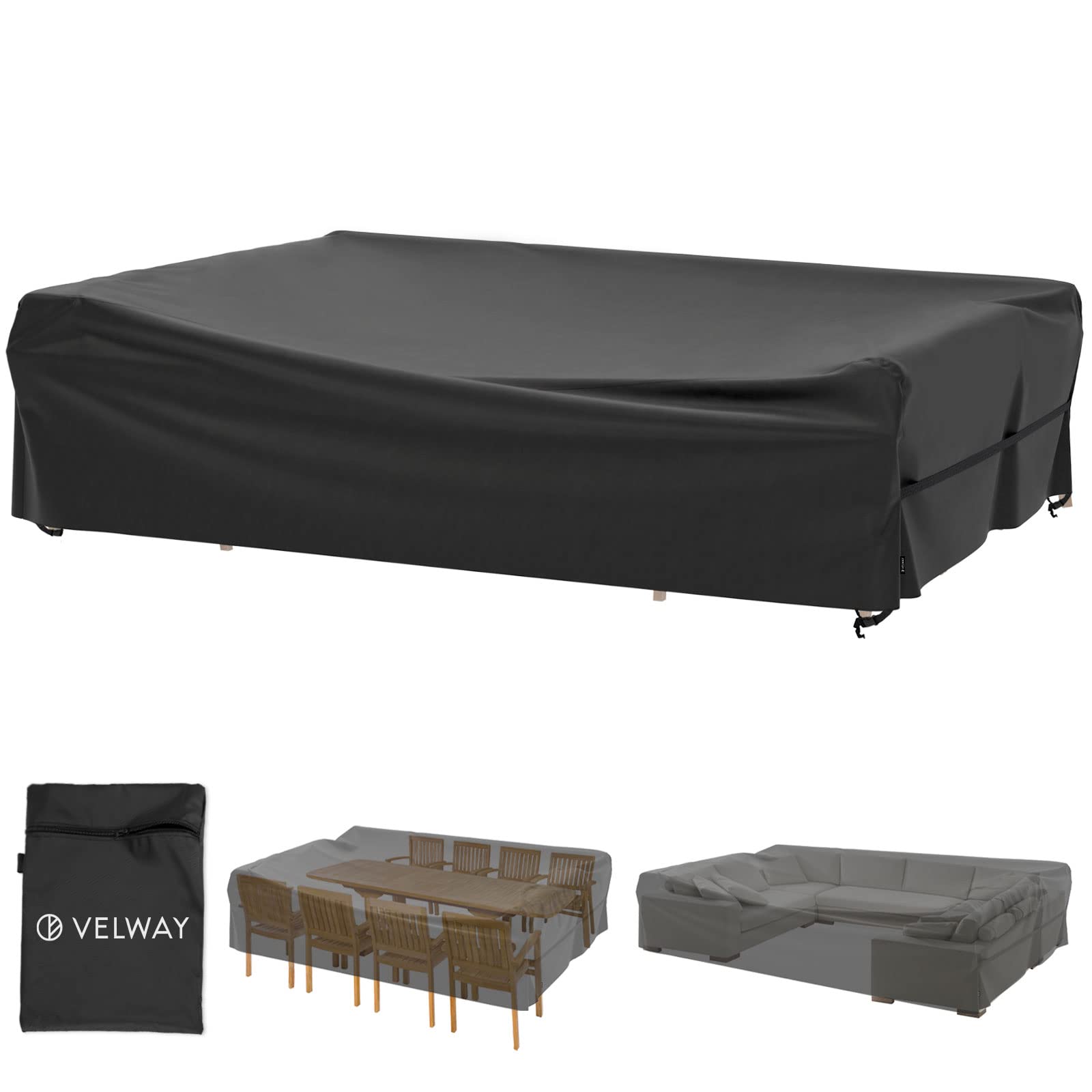 Velway Patio Table Chairs Set - Waterproof, 111'L X 74'W X 28'H Outdoor Bistro Dining Set - Fire Pit Table Cover - Furniture Cover - Small Rectangle - Ultra Windproof, Uv-Resistant