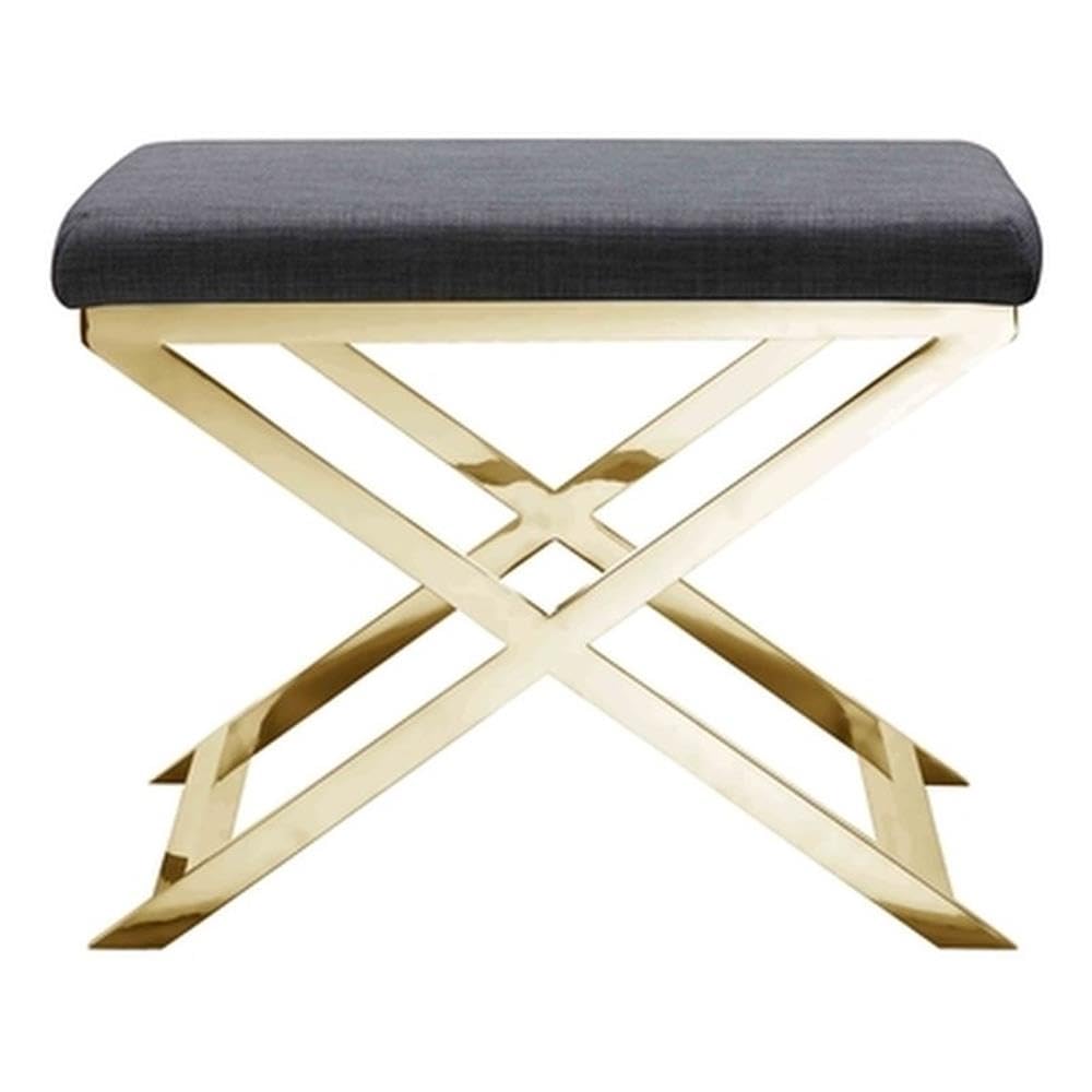Pangea Home Gold Lexi Stool Velvet Chocolate Fabric & Gold Frame