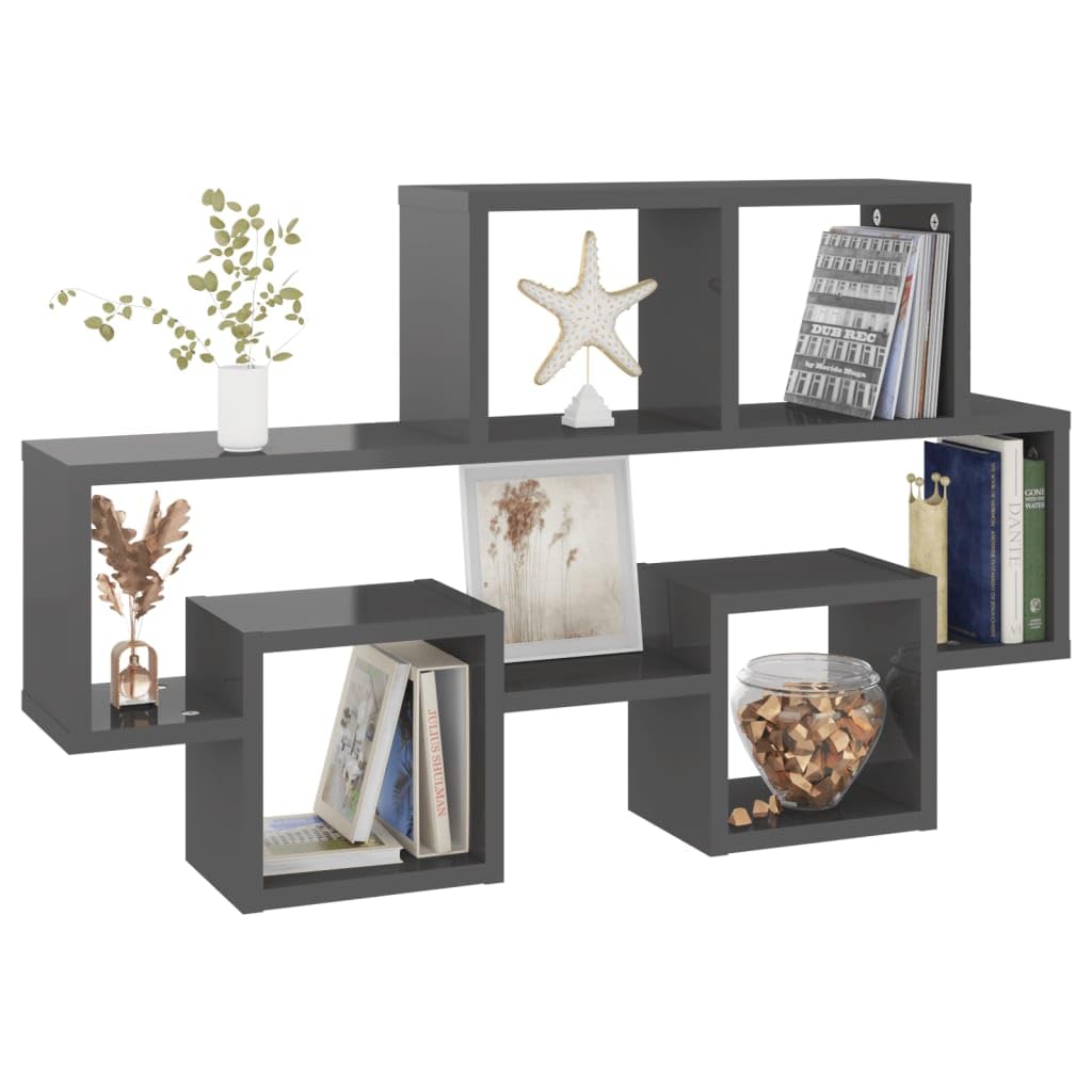 Car Wall Shelf Glossy Grey 82 x 15 x 51 cm in Particle Board