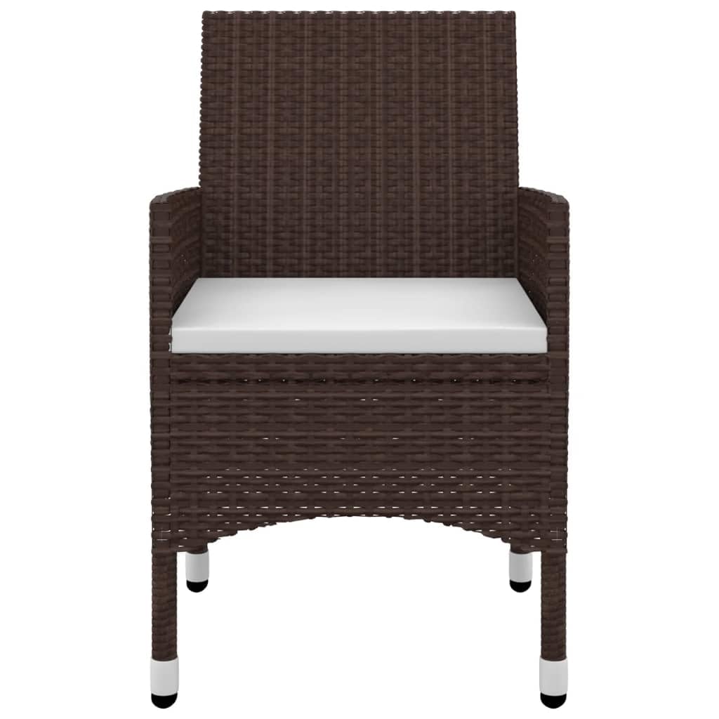 vidaXL Durable Outdoor Patio Dining Set - 5 Piece Weather-Resistant PE Rattan Chair and Glass Table Set - Brown and Cream White with Black Table