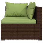 vidaXL Brown Patio Furniture - Green Cushion - 3 Seats
