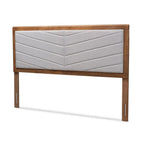 Baxton Studio IDEN Modern and Contemporary Light Grey Fabric Upholstered and Walnut Brown Finished Wood King Size Headboard