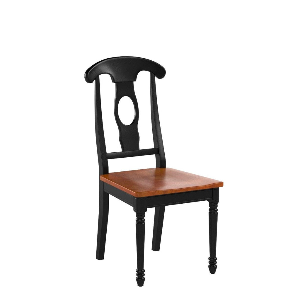 East West Furniture KEC-BLK-W Kenley Kitchen Dining Chairs - Napoleon Back Solid Wood Seat Chairs, Set of 2, Black & Cherry