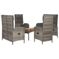 vidaXL Patio Dining Set 5 Piece, Wicker Dining Table and Chair with Cushions, Reclining Chair for Lawn Backyard Garden, Gray Poly Rattan