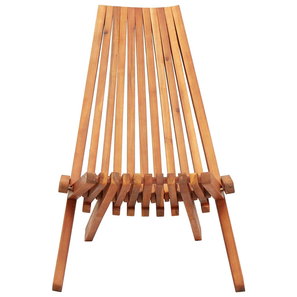vidaXL Folding Patio Lounge Chair - Solid Acacia Wood, Weather/Water Resistant, Ergonomic Seat with Tall Backrest, Easy Storage, Ideal for Indoor & Outdoor Use