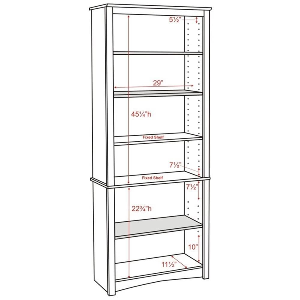 Prepac Sonoma Tall 6-Tier Bookcase 77'H With 3 Adjustable Shelves, Espresso Storage Cabinet, Modern Display Cabinet, Bookshelf With Storage Shelves For Home Office, Living Room, Bedroom Organizer