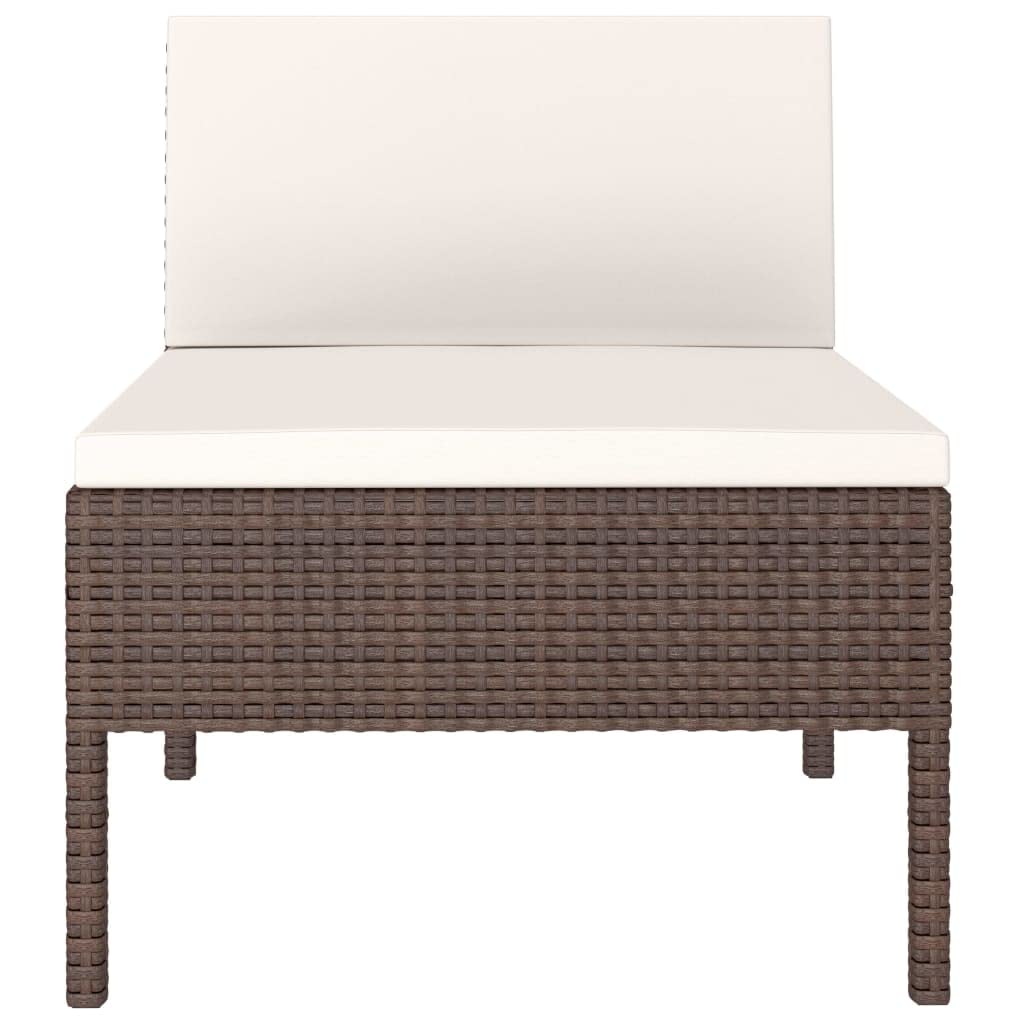 vidaXL Weather-Resistant Patio Chairs – Outdoor Furniture in Brown with Cream White Cushions – Pack of 3 – Sturdy Steel and Poly Rattan
