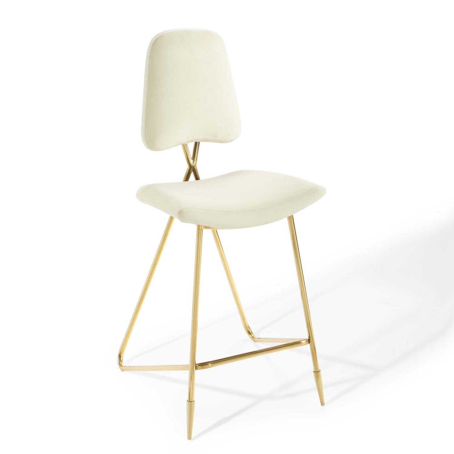 Modway Ponder Performance Velvet Upholstered Dining Bar Stool in Ivory